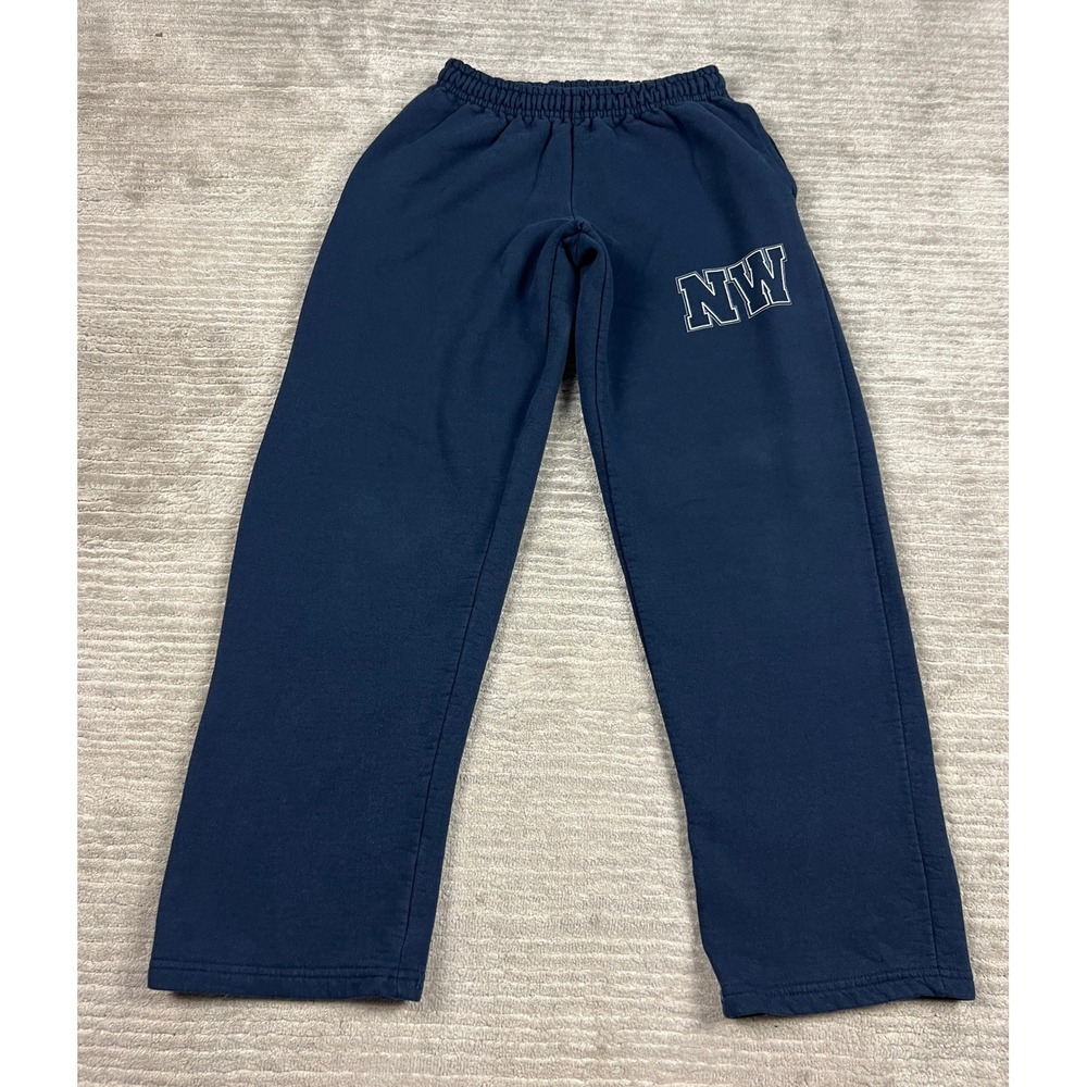 Gildan Sweatpants Unisex Small Navy Blue DryBlend NW Graphic Relaxed Fit Joggers